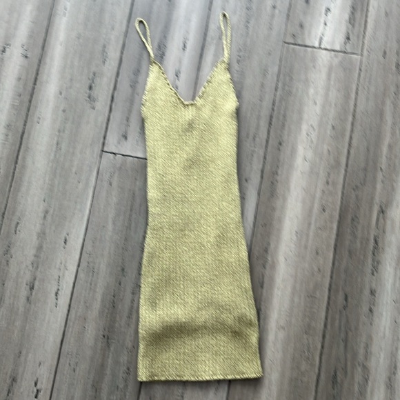For Love and Lemons Gold Metallic Knit Tank Dress S NWT - Picture 3 of 9
